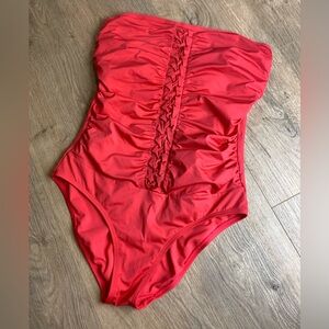 Jantzen Coral Orange Bandeau One Piece Swimsuit